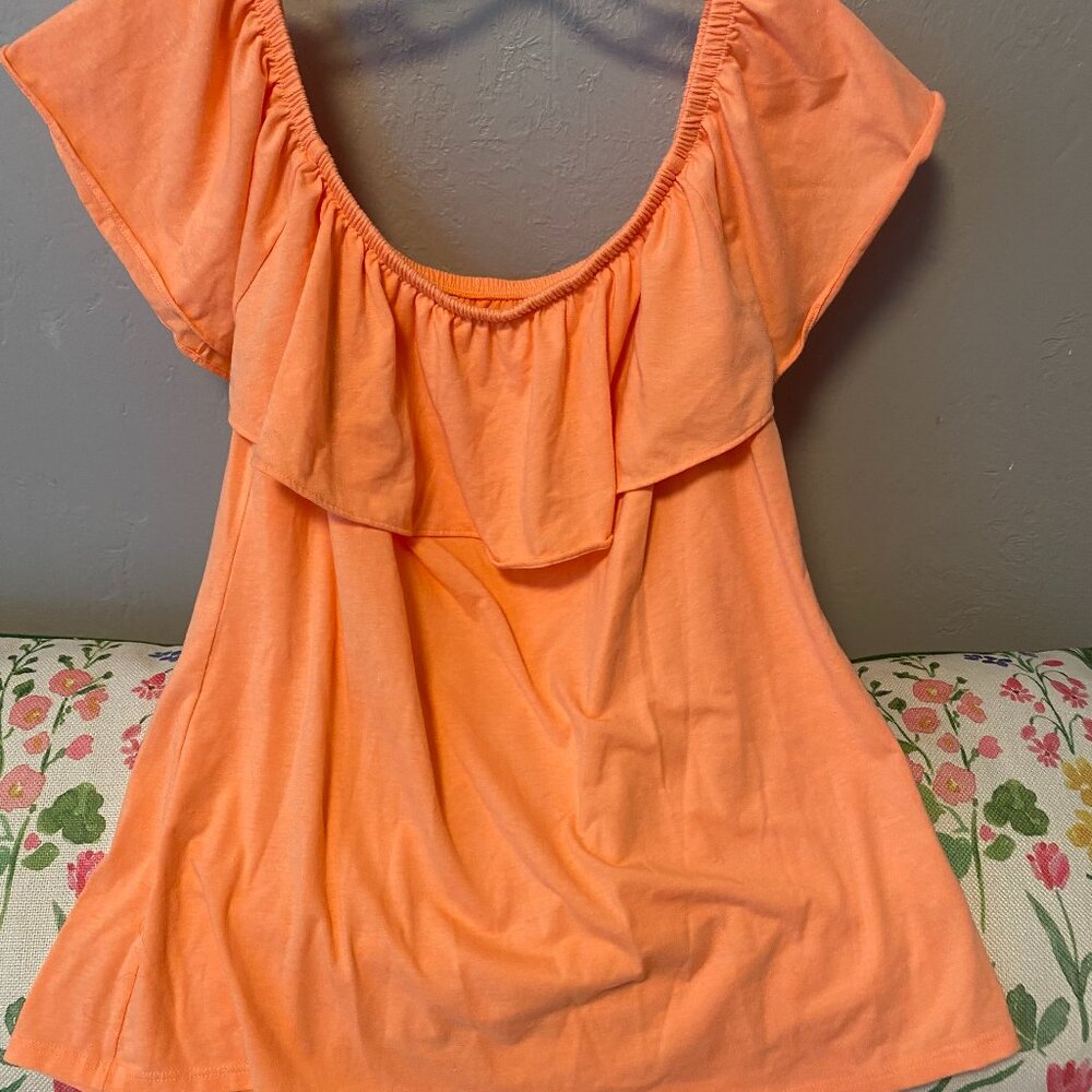 Lilly Pulitzer Alessa Ruffle Top in Orange Medium